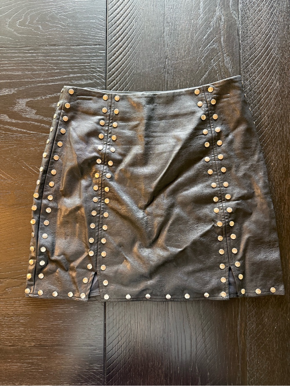 MISSGUIDED Studded Black Faux Leather Mini Skirt